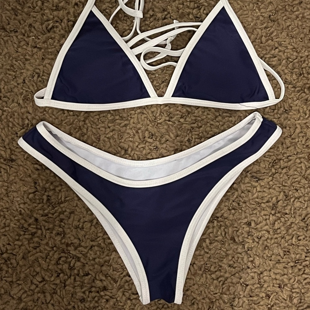 Cute color block navy bikini
